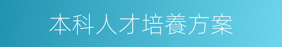 本科人才培養方案的同義詞