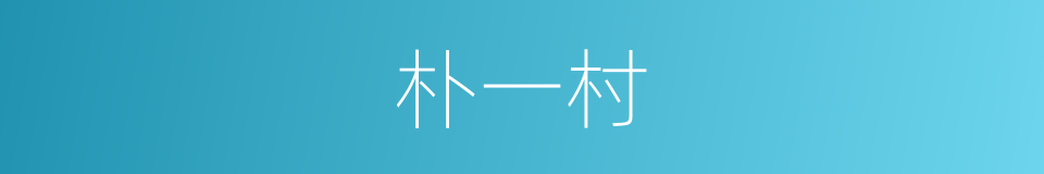 朴一村的同义词