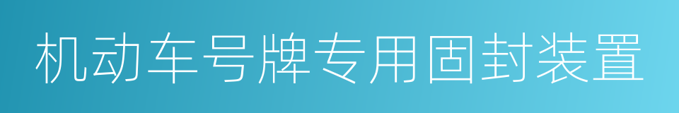 机动车号牌专用固封装置的同义词