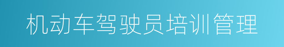 机动车驾驶员培训管理的同义词