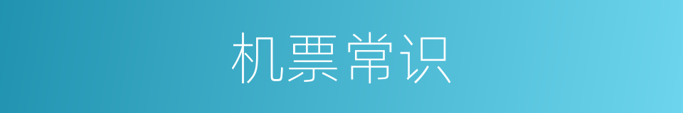 机票常识的同义词