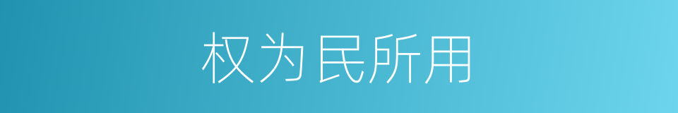 权为民所用的同义词