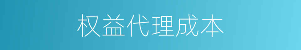 权益代理成本的同义词