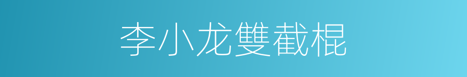 李小龙雙截棍的同義詞