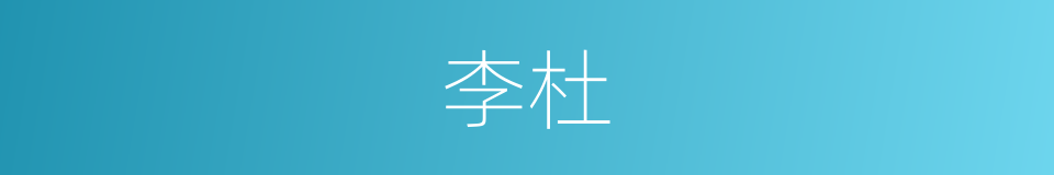 李杜的意思