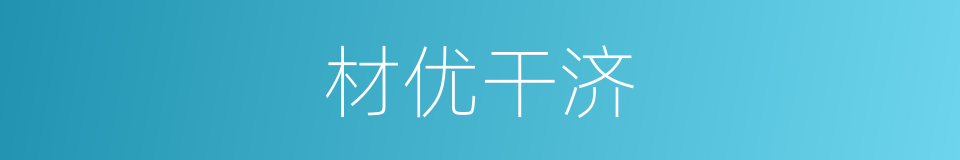 材优干济的意思