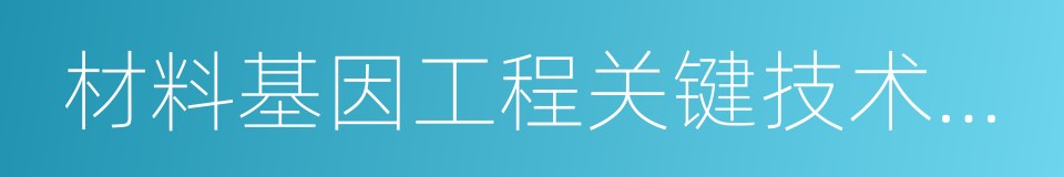 材料基因工程关键技术与支撑平台的同义词