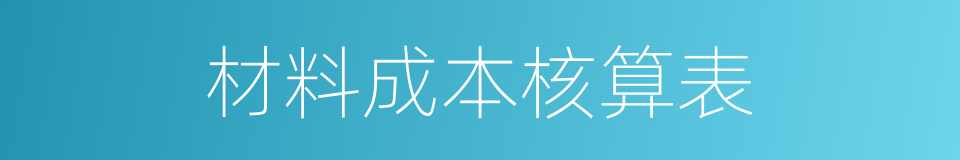 材料成本核算表的同义词