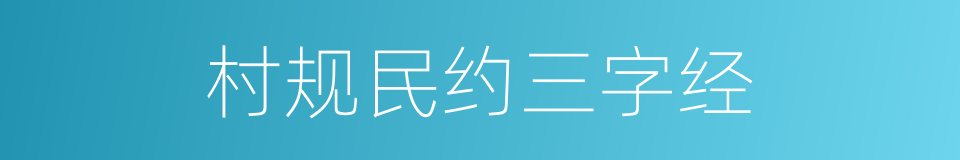 村规民约三字经的同义词