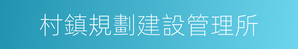 村鎮規劃建設管理所的同義詞