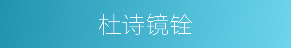 杜诗镜铨的同义词