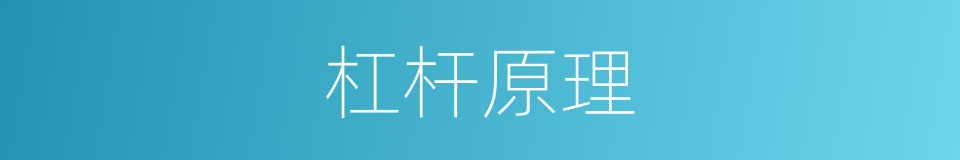 杠杆原理的意思