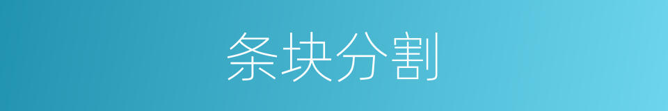 条块分割的意思