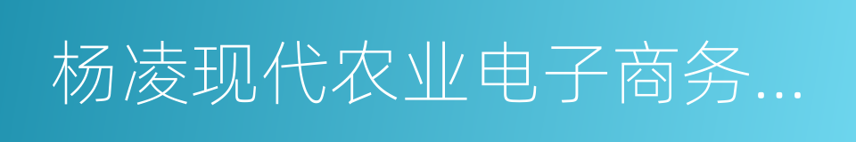 杨凌现代农业电子商务产业园的同义词