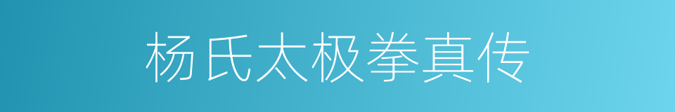 杨氏太极拳真传的同义词