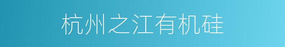杭州之江有机硅的同义词