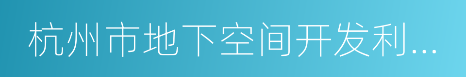 杭州市地下空间开发利用管理办法的同义词