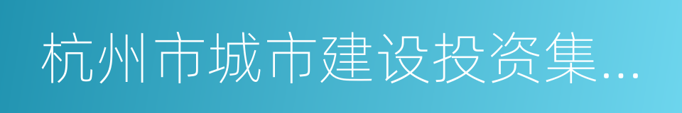 杭州市城市建设投资集团有限公司的同义词