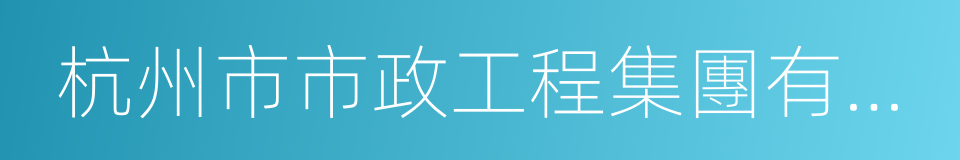 杭州市市政工程集團有限公司的同義詞