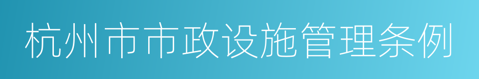 杭州市市政设施管理条例的同义词