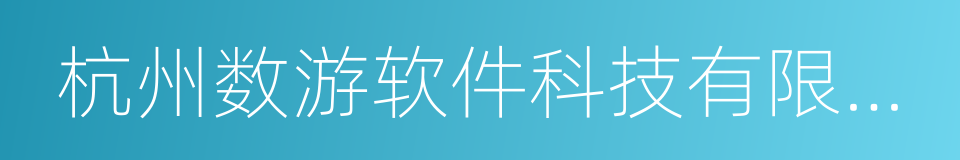 杭州数游软件科技有限公司的同义词