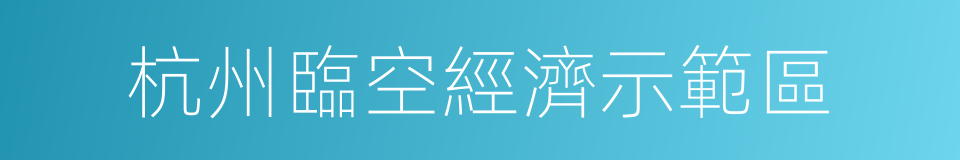 杭州臨空經濟示範區的同義詞