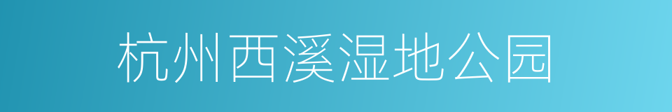 杭州西溪湿地公园的同义词