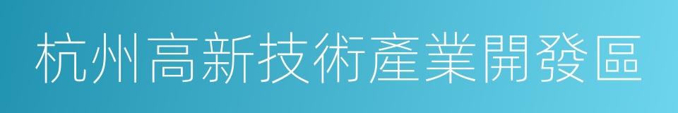 杭州高新技術產業開發區的同義詞