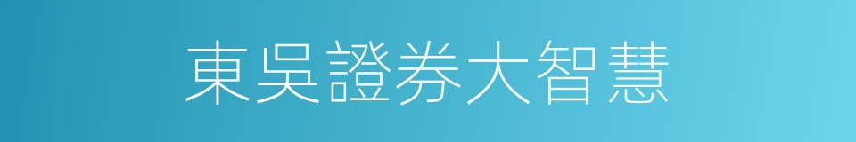 東吳證券大智慧的同義詞