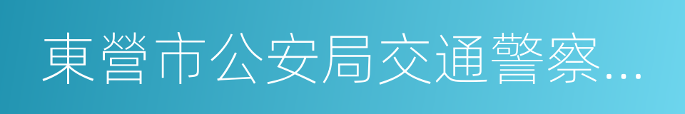 東營市公安局交通警察支隊的同義詞