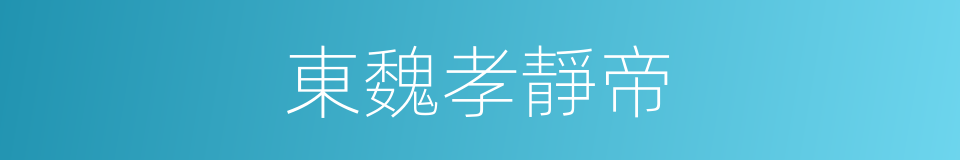 東魏孝靜帝的同義詞