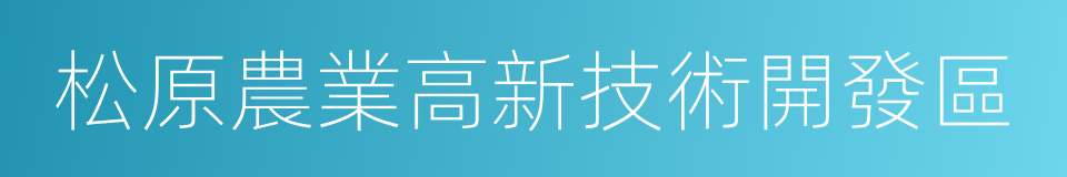 松原農業高新技術開發區的同義詞