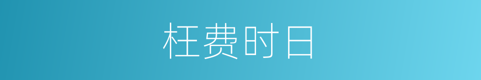 枉费时日的意思