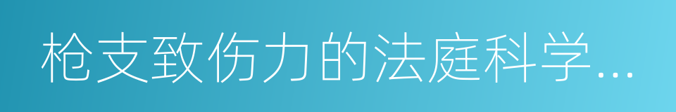 枪支致伤力的法庭科学鉴定判据的同义词