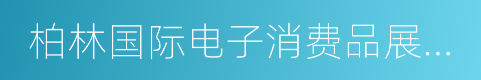 柏林国际电子消费品展览会的同义词