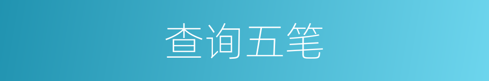 查询五笔的意思