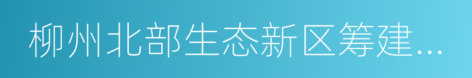 柳州北部生态新区筹建工作方案的同义词