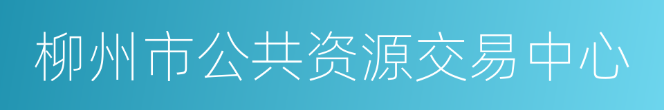 柳州市公共资源交易中心的同义词