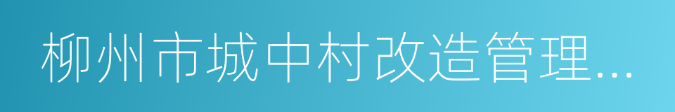 柳州市城中村改造管理办法的同义词