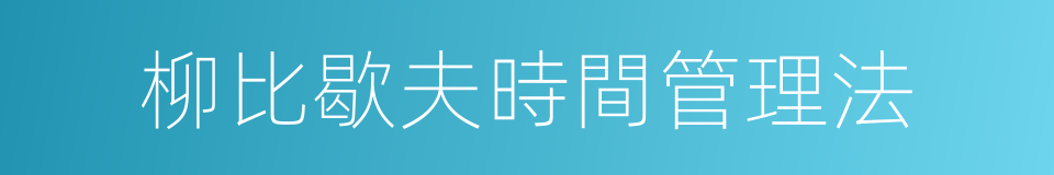 柳比歇夫時間管理法的同義詞