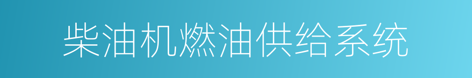 柴油机燃油供给系统的同义词