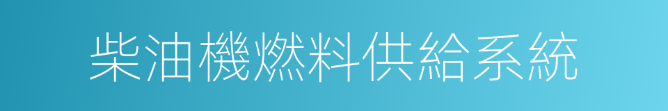 柴油機燃料供給系統的同義詞