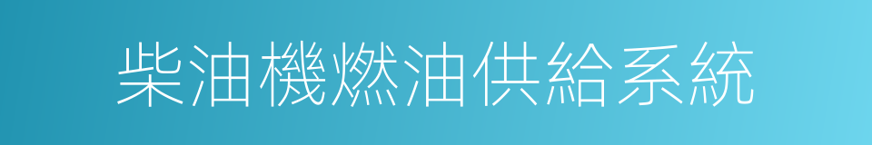 柴油機燃油供給系統的意思