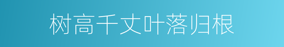树高千丈叶落归根的意思