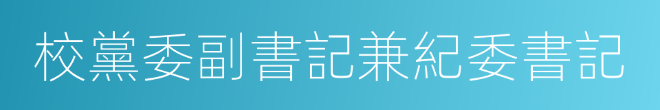 校黨委副書記兼紀委書記的同義詞