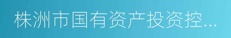 株洲市国有资产投资控股集团有限公司的同义词