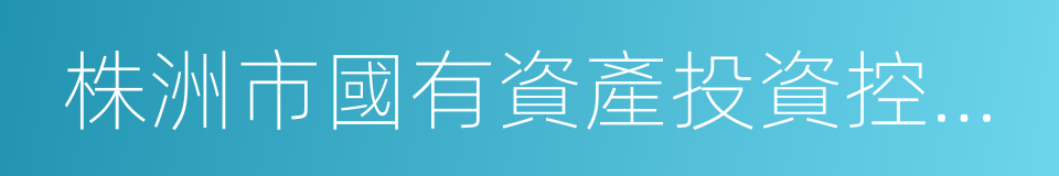 株洲市國有資產投資控股集團有限公司的同義詞