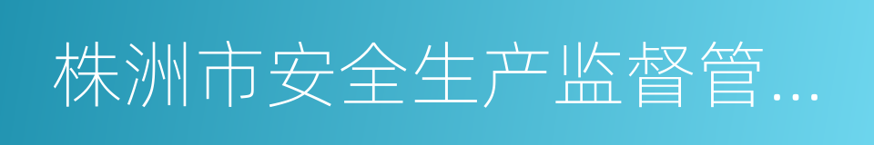 株洲市安全生产监督管理局的同义词