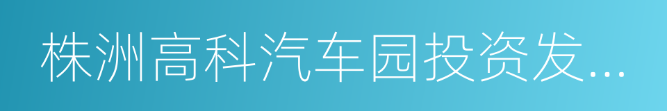 株洲高科汽车园投资发展有限公司的同义词