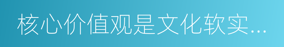 核心价值观是文化软实力的灵魂的同义词